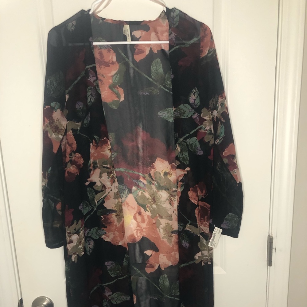 Floral long sleeve cover up